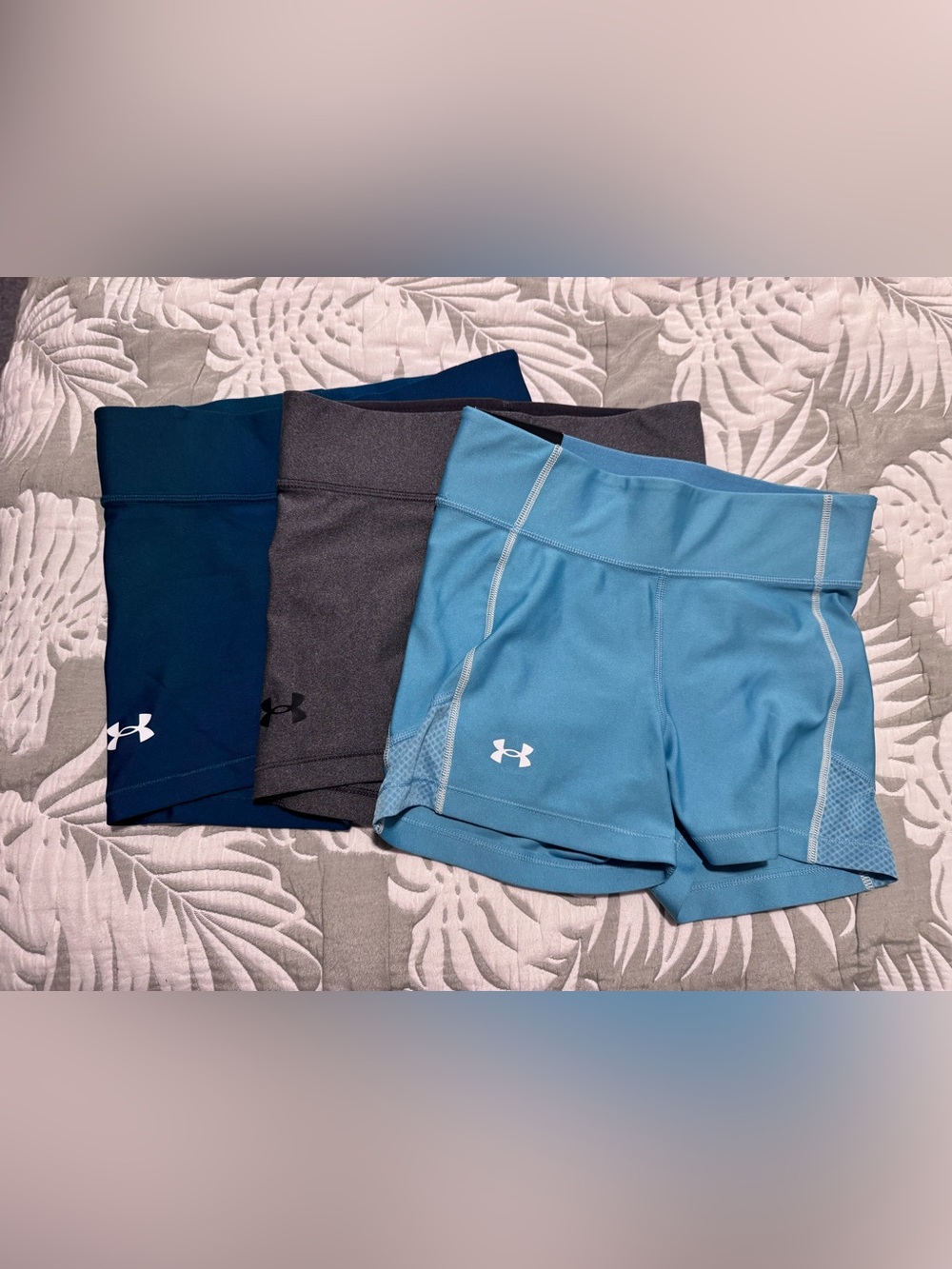 XS Under Armour Women’s Blue, Charcoal & Navy Athletic Shorts Trio (1 NWT)